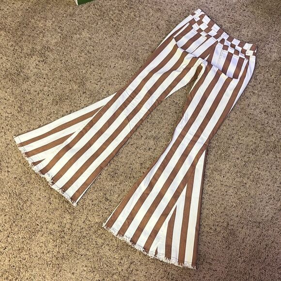 NWOT Saints & Hearts Striped Bell Bottom Pants - Picture 6 of 10